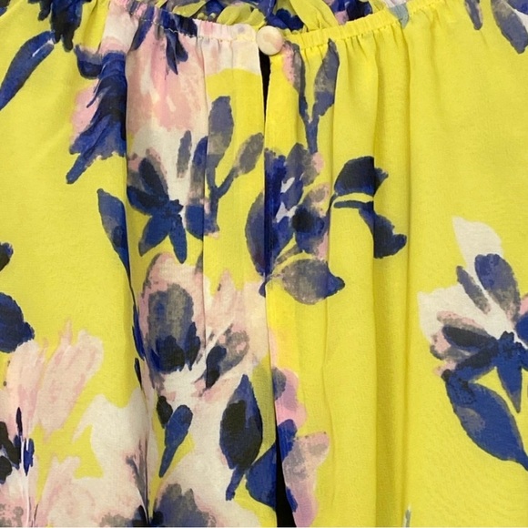 Eliza J NWOT Women's 0 Floral Asymmetrical Tiered Ruffle Dress Bright Yellow - Picture 4 of 6